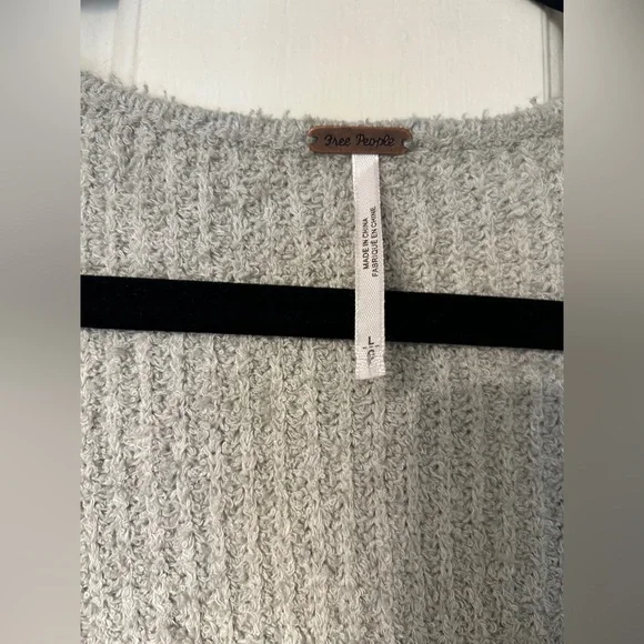 Free People Sensual Wrap Sweater Chunky Ribbed Knit Long Sleeve Grey Large - Picture 5 of 10